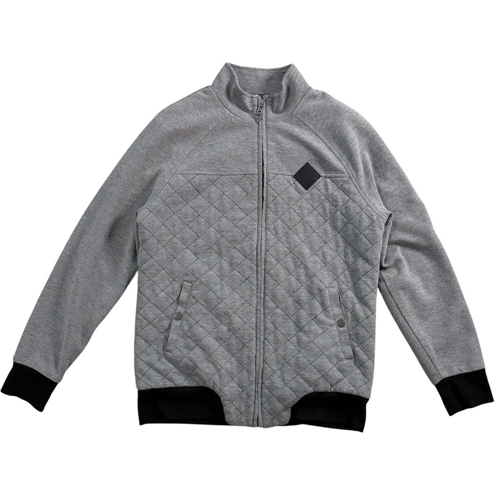 Society of the Sun Quilted Jacket Mens Medium‎ Gray Full Zip Bomber Casual